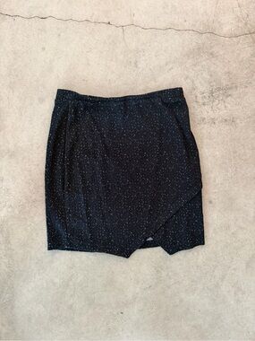 REFERENCE Black & White Speckled Asymmetric Wrap Mini Skirt - Size M